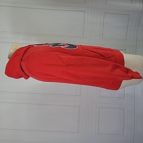 Nike Air Mens Small Hooded Sweatshirt Classic Logo Red Black FLAWED Athletic - Picture 4 of 12
